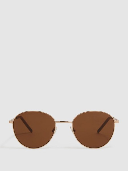 Paige Round Metal Frame Sunglasses in Gold (D85471) | £95