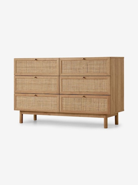 Pavia Natural Rattan Wide Chest of Drawers in Oak Effect (D86960) | £499