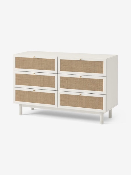 Pavia Natural Rattan Wide Chest of Drawers in White Washed Oak Effect (D86974) | £499