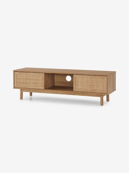 Pavia Wide TV Unit in Natural Rattan and Oak Effect (D86983) | £249