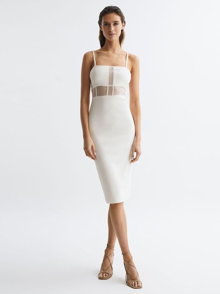 Knitted Bodycon Dress in White (D87124) | £110