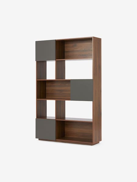 Hopkins Wide Bookcase in Walnut Effect and Grey (D87281) | £299