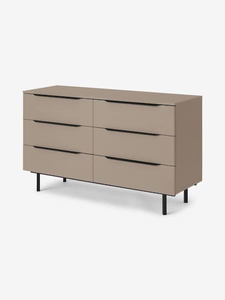 Damien Walnut Effect Wide Chest of Drawers in Natural (D87285) | £379