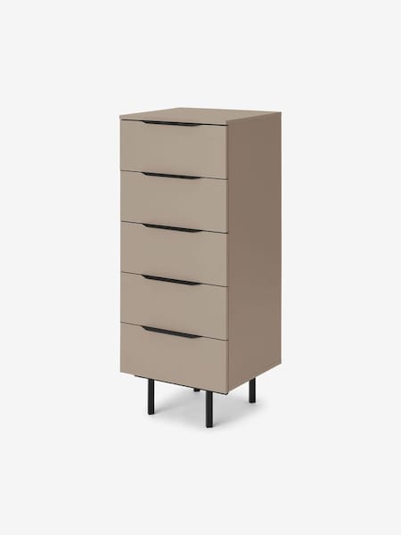 Damien Walnut Effect Tall Chest of Drawers in Natural (D87286) | £329