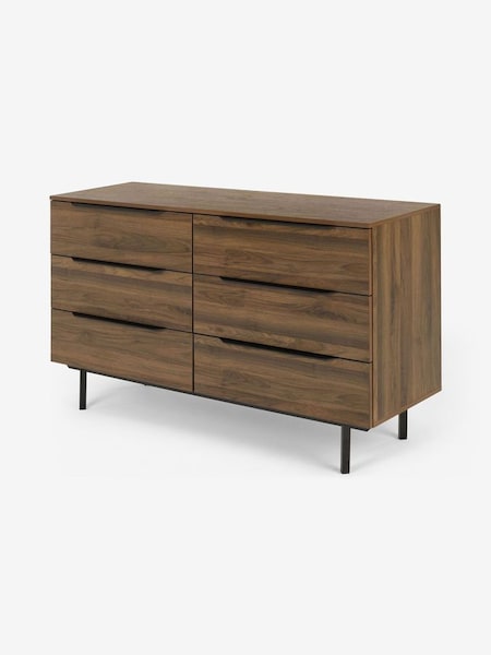 Damien Wide Chest of Drawers in Walnut Effect (D87292) | £399
