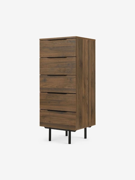 Damien Tall Chest of Drawers in Walnut Effect (D87302) | £349