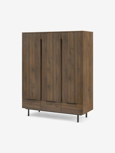 Damien Triple, 3 drawers Wardrobe in Walnut Effect (D87320) | £689