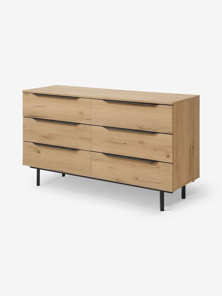 Damien Walnut Effect Wide Chest of Drawers in Oak (D87344) | £379