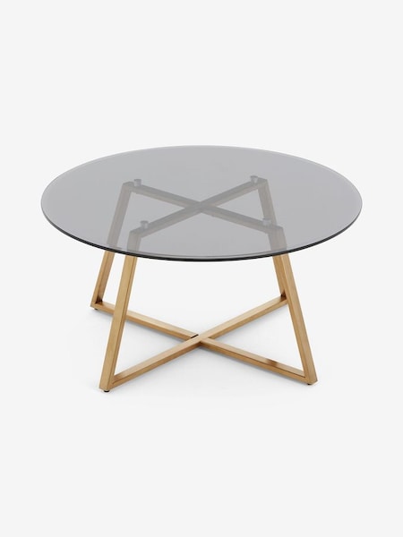 Haku Round Coffee Table in Brass & Smoked Glass (D87751) | £329