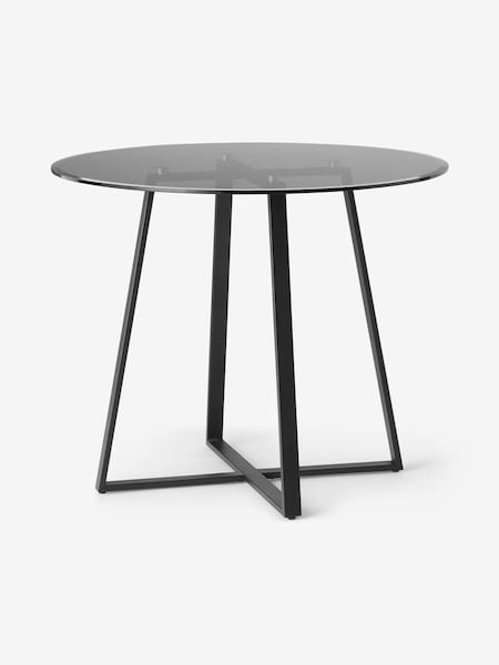 Haku 2 Seater Round Dining Table in Black Smoked Glass (D87791) | £329