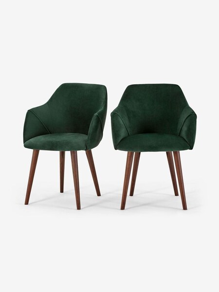 Set of 2 Lule Carver Dining Chairs in Pine Green (D87809) | £399
