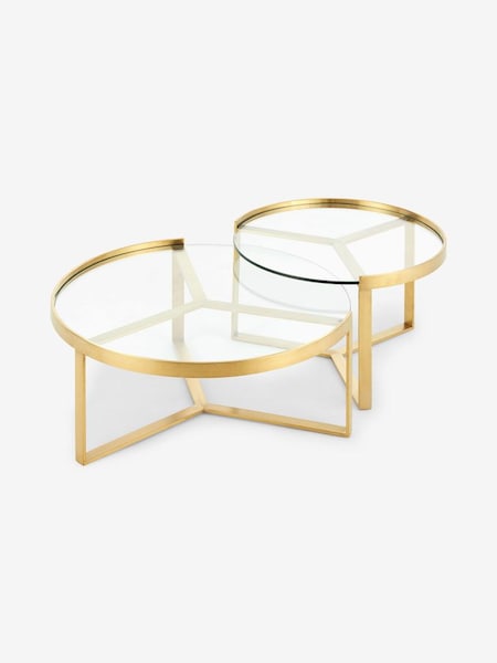 Aula Nesting Round Coffee Table in Brushed Brass/Glass (D87817) | £649