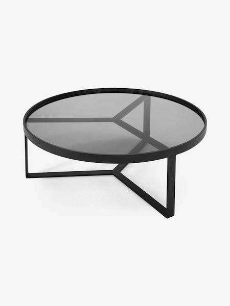 Aula Regular Round Coffee Table in Black/Grey Glass (D87823) | £399