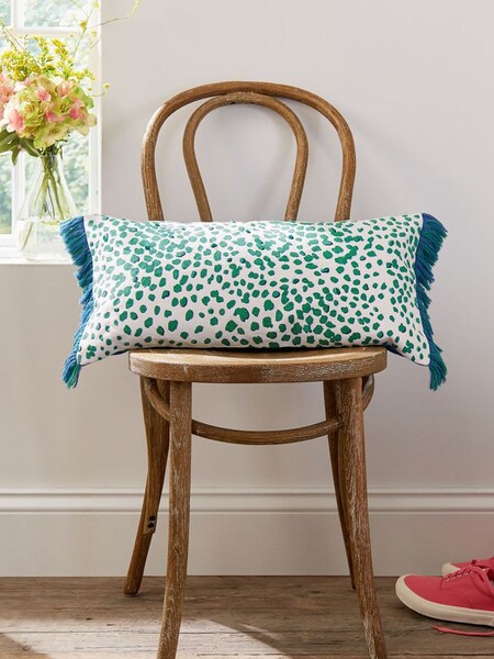 Green Pheasant Floral Cushion (D89769) | £40