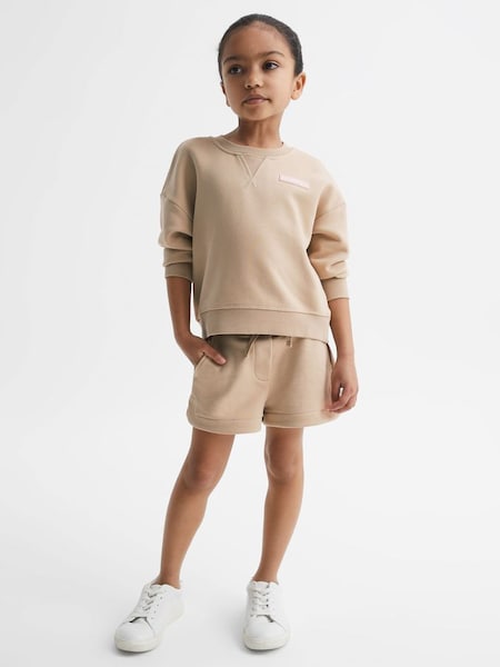 Junior Set - Sweatshirt and Shorts in Camel (D91336) | £30