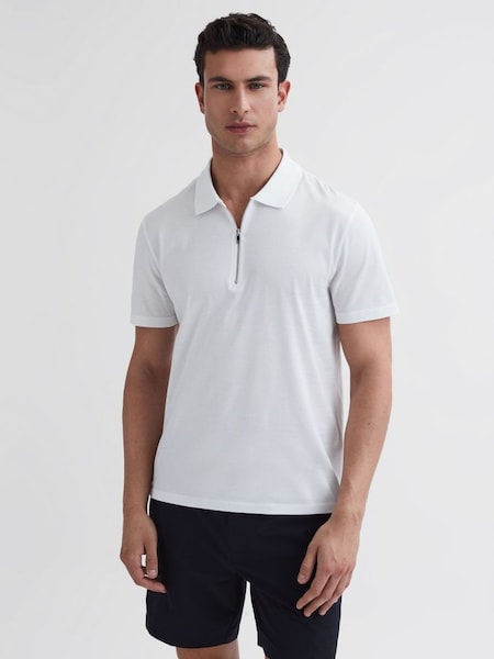 Mercerised Egyptian Cotton Polo Shirt in White (D97804) | £30