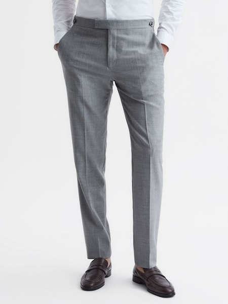 Slim Fit Wool Blend Trousers in Soft Grey (D97857) | £85
