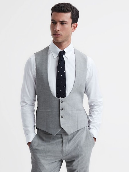 Slim Fit Wool Blend Waistcoat in Soft Grey (D97865) | £65
