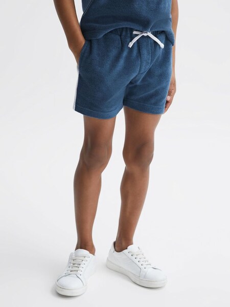 Junior Towelling Drawstring Shorts in Cobalt Blue (D97882) | £20