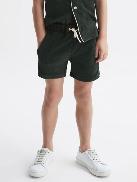 Senior Towelling Drawstring Shorts in Green (D99254) | £15