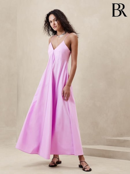 Banana Republic Pink Poplin Maxi Dress (E02949) | £160