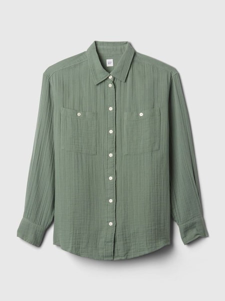 Green Crinkle Gauze Big Shirt (E08159) | £35