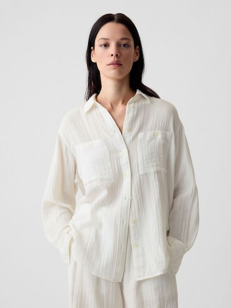 White Crinkle Gauze Big Shirt (E08160) | £35