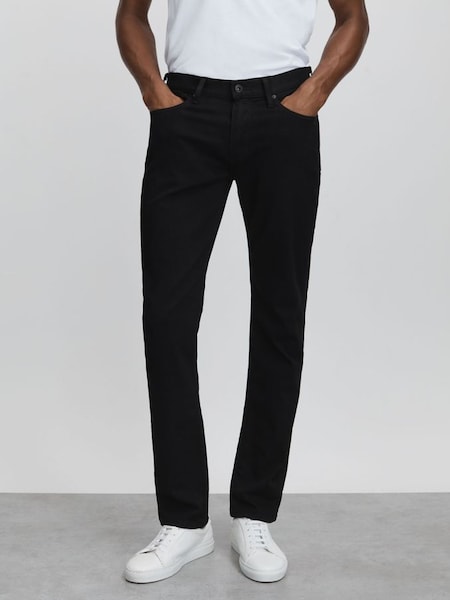 Paige Slim Fit Stretch Jeans in Black Shadow (E13746) | £220