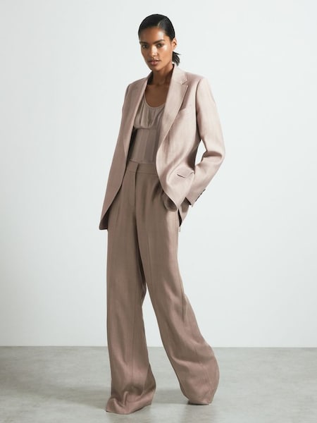Atelier Tailored Double Breasted Suit Blazer in Pink (E26391) | £545