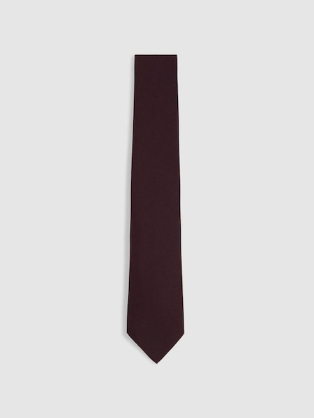 Baratti Bordeaux Plain Woven Tie with Silk and Wool (E27172) | £58