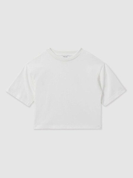13-14 yrs Oversized Cotton Crew-Neck T-Shirt in Ivory (E29704) | £18