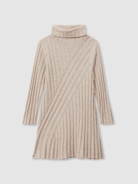 Teen Knitted Roll Neck Dress in Oatmeal (E29706) | £78