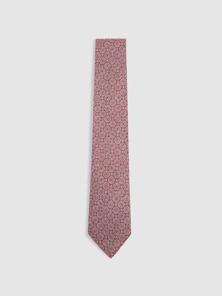 Silk Floral Medallion Tie in Dusty Pink (E32223) | £68