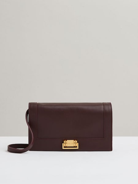 Leather Suede Shoulder Bag in Oxblood (E36440) | £178