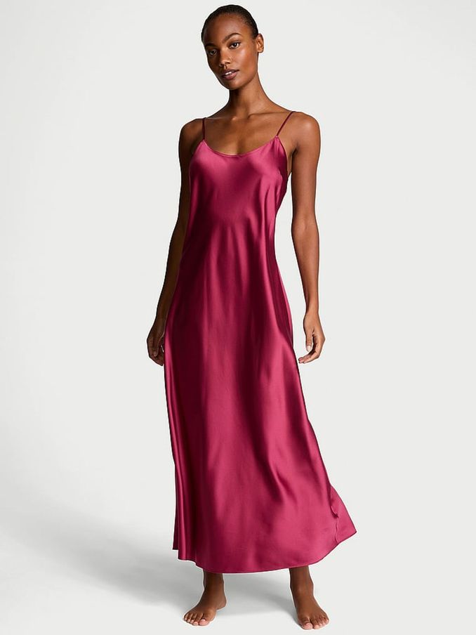 Pink satin slip dress clearance