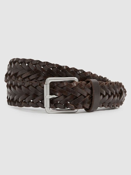 Woven-Leather Belt in Chocolate (E45217) | £68