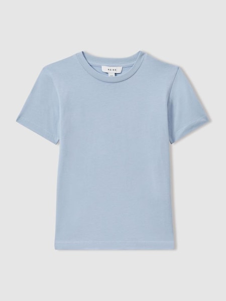 Junior Cotton Crew Neck T-Shirt in Soft Blue (E63227) | £9
