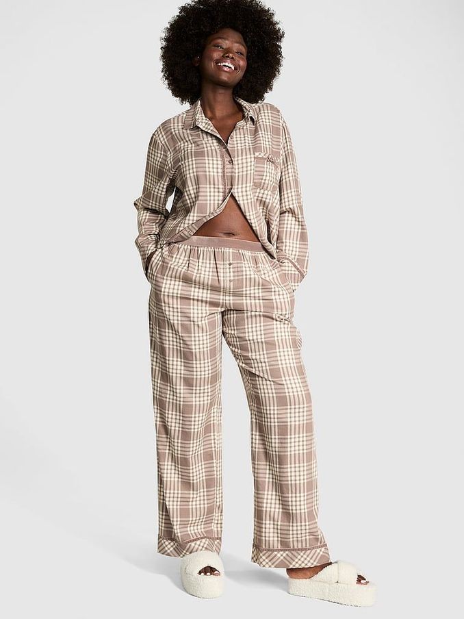 Buy Pyjamas Brown Check Tartan Nightwear Online Victoria s Secret UK