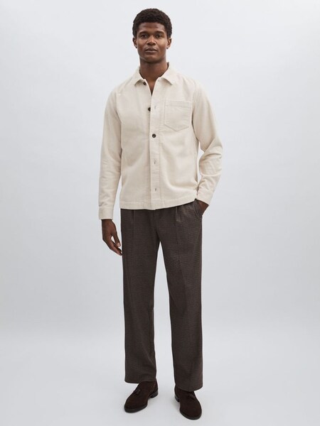100% Cotton Corduroy Overshirt in Ivory (E73446) | £150
