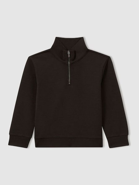 Interlock Jersey Half-Zip Sweatshirt in Chocolate Brown (E73483) | £44