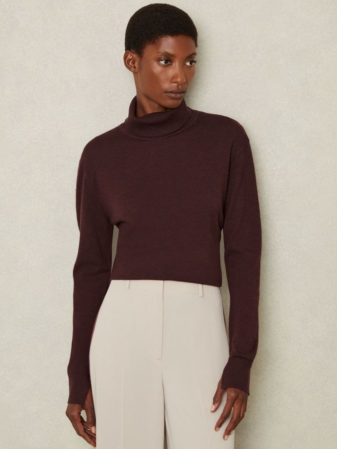 Burgundy polo neck womens deals