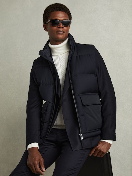 Patch Pocket Quilted Gilet in Navy (E80214) | £198