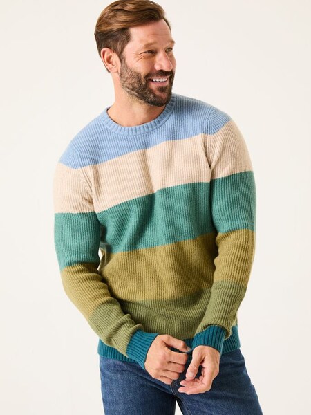 Hinton Green Stripe Crew Neck Jumper (E82963) | £55