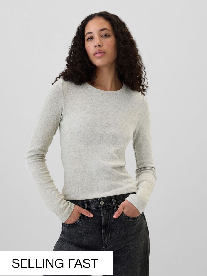 Women s Crew Neck Tops Gap UK