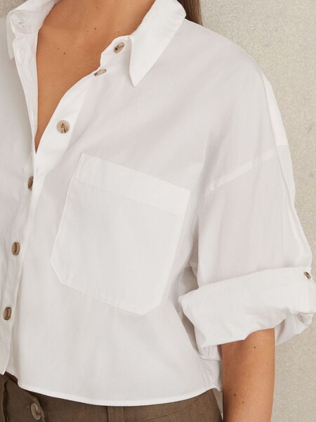 Cropped Cotton Shirt in White (E91952) | £88