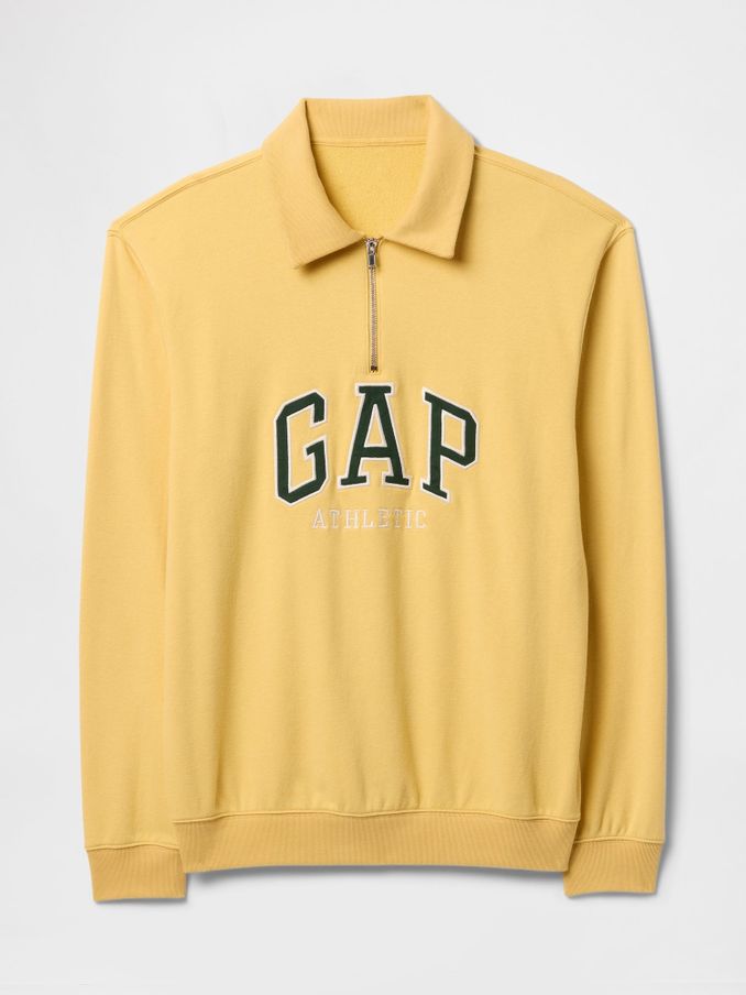 Yellow Vintage Soft Athletic Logo Quarter Zip Polo Sweatshirt | Gap
