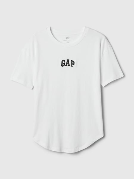 White Organic Cotton Arch Logo Short Sleeve T-Shirt (H08551) | £18
