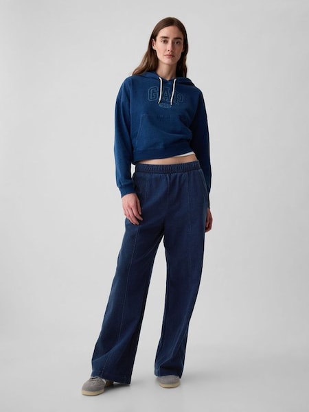 Blue Cotton Wide Leg Pull On Joggers (H29167) | £40
