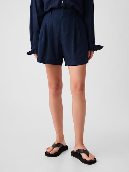 Navy/Blue 4" Linen Cotton Everyday Shorts (H48619) | £30