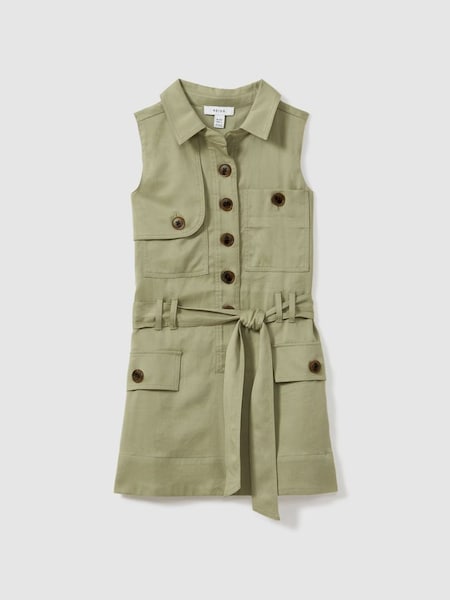 Teen Utility Style Belted Dress in Khaki (H58043) | £75